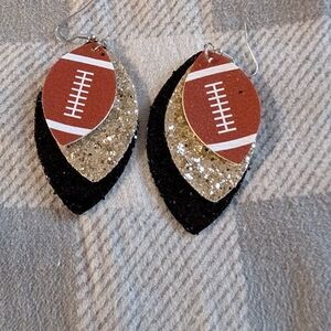 Football Leaf Earrings with Glitter